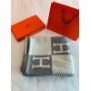 Hermes Avalon Throw Blanket in Grey Wool and Cashmere
