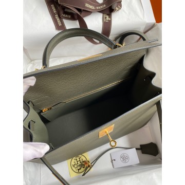 Hermes Kelly Sellier 28 Handmade Bag In Vert De Gris Epsom Calfskin Hermes Kelly Sellier 28 Handmade Bag In Vert De Gris Epsom Calfskin