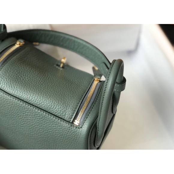 H**mes lindy mini bag in vert amande clemence leather ghw