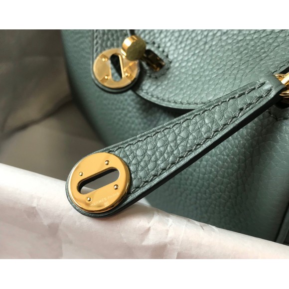 H**mes lindy mini bag in vert amande clemence leather ghw