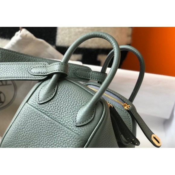 H**mes lindy mini bag in vert amande clemence leather ghw