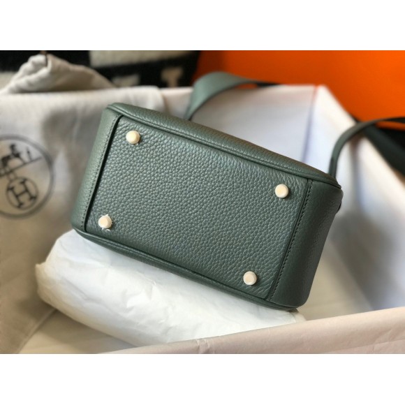 H**mes lindy mini bag in vert amande clemence leather ghw