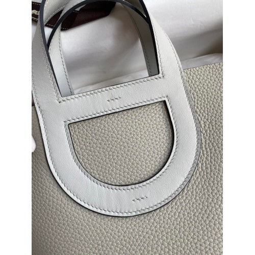 Hermes In The Loop 18 Handmade Bag in Pearl Grey Clemence Leather