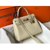 Hermes Kelly 32cm Retourne Bag in Craie Clemence Leather GHW