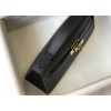 Hermes Kelly Pochette Clutch Bag In Black Epsom Leather