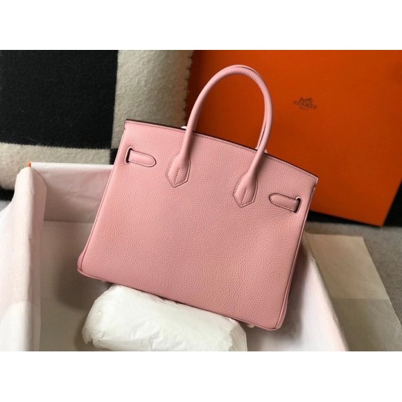 H**mes birkin 30 bag in pink clemence leather with ghw