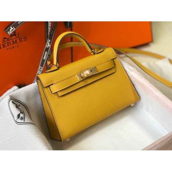 H**mes kelly mini ii sellier bag in yellow epsom leather ghw