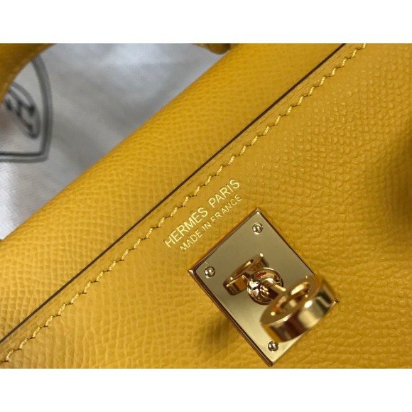 H**mes kelly mini ii sellier bag in yellow epsom leather ghw