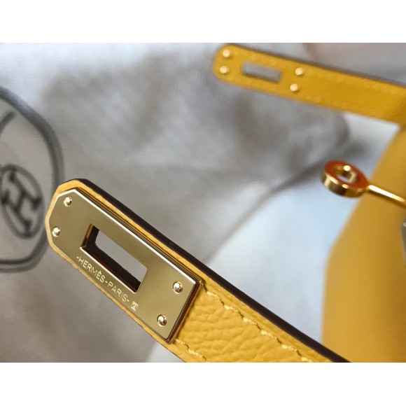 H**mes kelly mini ii sellier bag in yellow epsom leather ghw