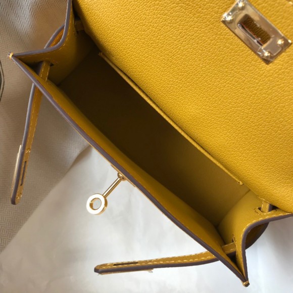 H**mes kelly mini ii sellier bag in yellow epsom leather ghw