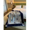 Hermes Avalon Throw Blanket in Blue Wool and Cashmere