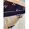 Hermes Avalon Throw Blanket in Blue Wool and Cashmere