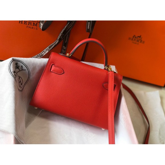 H**mes kelly mini ii sellier bag in red epsom leather