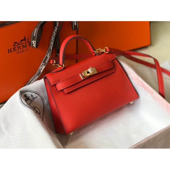 H**mes kelly mini ii sellier bag in red epsom leather