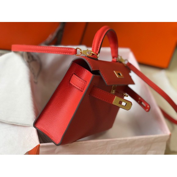 H**mes kelly mini ii sellier bag in red epsom leather