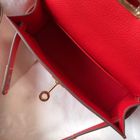 H**mes kelly mini ii sellier bag in red epsom leather