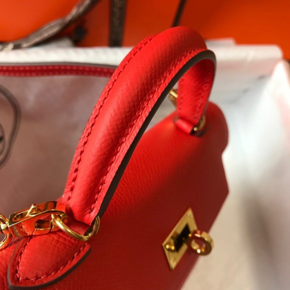 H**mes kelly mini ii sellier bag in red epsom leather