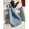 Hermes Garden Party 30 Handmade Bag in Blue Lin Clemence Leather