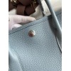 Hermes Garden Party 30 Handmade Bag in Blue Lin Clemence Leather