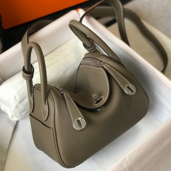 H**mes lindy mini bag in taupe clemence leather phw