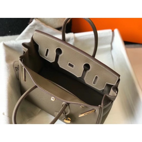 H**mes birkin 30 bag in taupe grey clemence leather with ghw