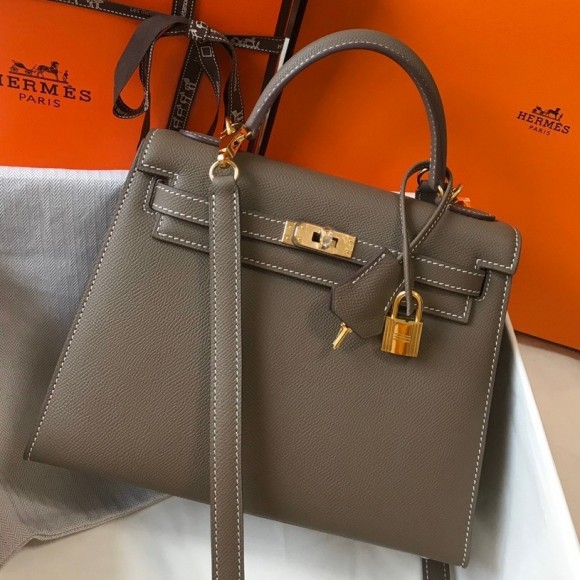 H**mes kelly 25cm sellier bag in taupe epsom calfskin ghw