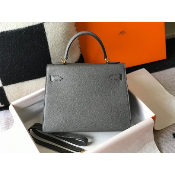 H**mes kelly 28cm sellier bag in ardoise epsom calfskin ghw