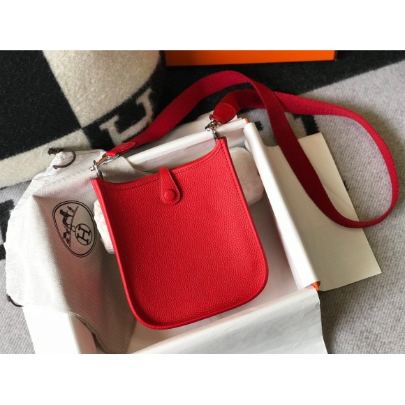 H**mes evelyne iii mini bag in red clemence leather