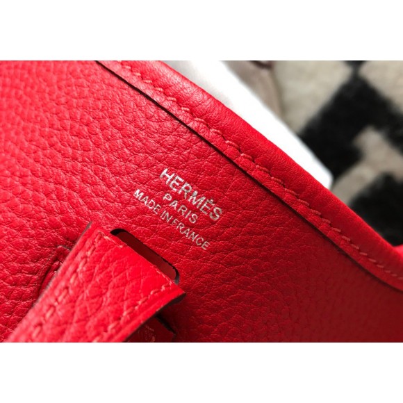 H**mes evelyne iii mini bag in red clemence leather