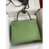 Hermes Kelly Sellier 28 Handmade Bag In Vert Criquet Epsom Calfskin