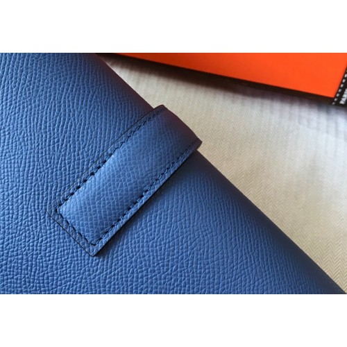 Hermes Jige Elan 29 Clutch Bag In Blue Agate Epsom Leather