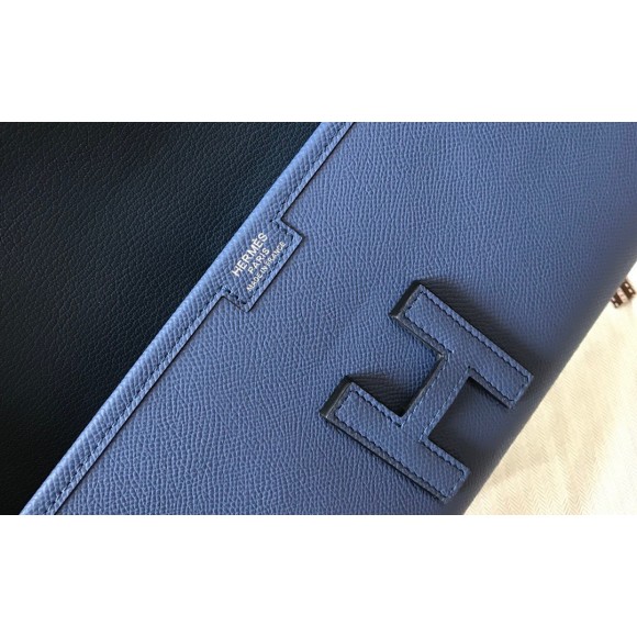 H**mes jige elan 29 clutch bag in blue agate epsom leather