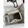 Hermes Lindy 26 Handmade Bag In Pearl Grey Clemence Leather
