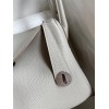 Hermes Lindy 26 Handmade Bag In Pearl Grey Clemence Leather