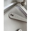 Hermes Lindy 26 Handmade Bag In Pearl Grey Clemence Leather