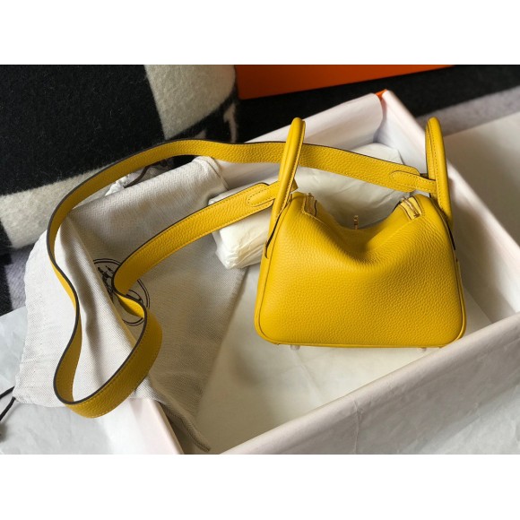 H**mes lindy mini bag in yellow clemence leather ghw