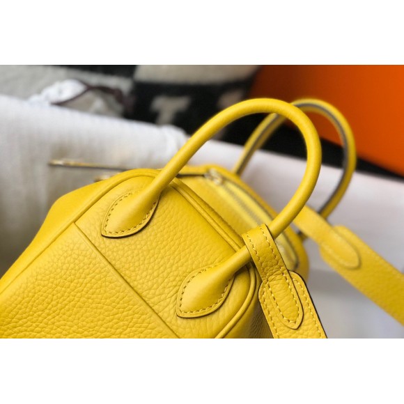 H**mes lindy mini bag in yellow clemence leather ghw