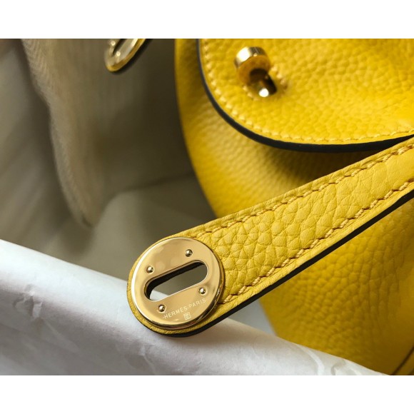 H**mes lindy mini bag in yellow clemence leather ghw