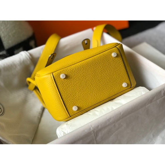 H**mes lindy mini bag in yellow clemence leather ghw