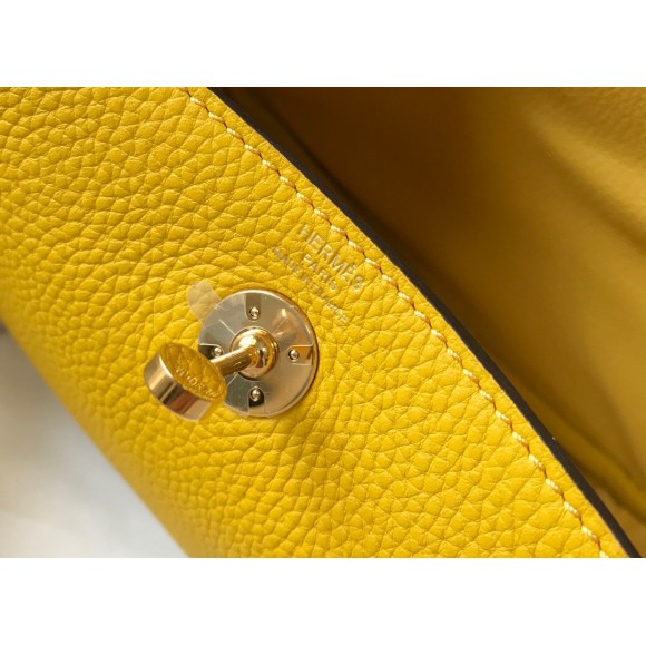 H**mes lindy mini bag in yellow clemence leather ghw