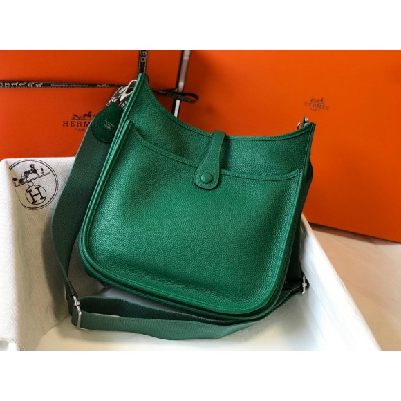 H**mes evelyne iii 29 bag in vert vertigo clemence leather