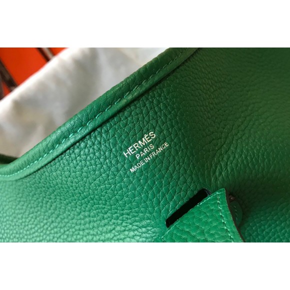 H**mes evelyne iii 29 bag in vert vertigo clemence leather