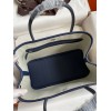 Hermes Garden Party 30 Handmade Bag in Toile and Blue Leather