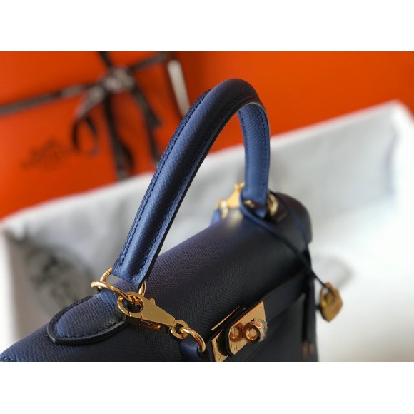 H**mes kelly 28cm sellier bag in blue agate epsom calfskin ghw