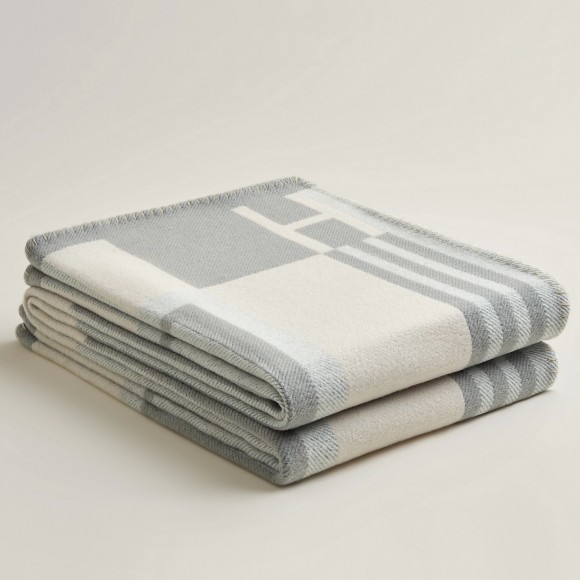 H**mes ithaque blanket in grey wool and cashmere