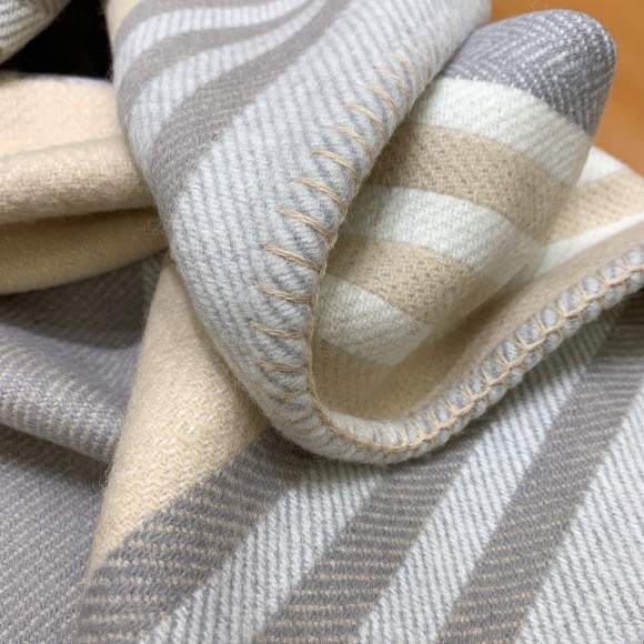 H**mes ithaque blanket in grey wool and cashmere