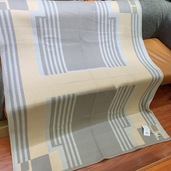 H**mes ithaque blanket in grey wool and cashmere