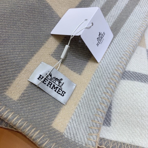 H**mes ithaque blanket in grey wool and cashmere