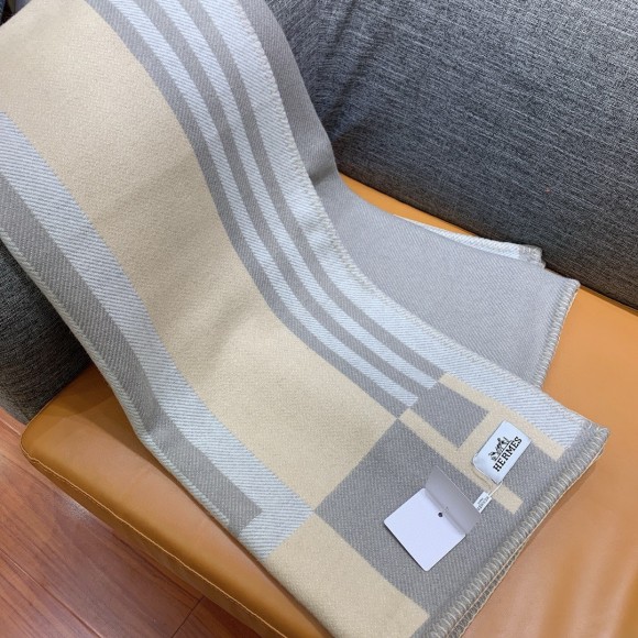 H**mes ithaque blanket in grey wool and cashmere