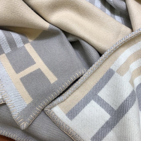 H**mes ithaque blanket in grey wool and cashmere